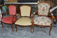 3 x Louis style French parlour chairs,