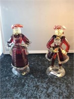 A PAIR OF MURANO ITALIAN LADY & GENTS FIGURES