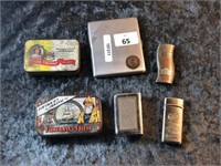 COLLECTION OF TABACO TINS, VINTAGE LIGHTERS