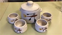 Westbend pottery 5pc soup set