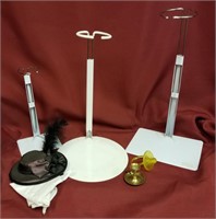 THREE METAL STANDS AND ASSORTED ACCESSORIES