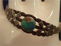 Vtg Southwestern Sterling Turquoise Cuff Bracelet