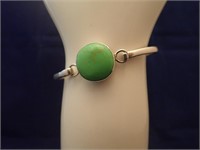Sterling & Green Stone Bangle Bracelet