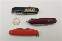 Lot Of 3 Swiss Army Style Pocket Knives
