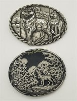 Pair Of Wolf Belt Buckles Wolves Ejc 1995