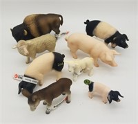 Lot Of Schleich Animal Figure Lot Pigs Bison Sheep