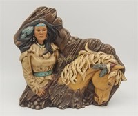 Native American Woman Riding Horse Bust Statue