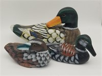 Lot Of 3 Wooden Ducks Painted Wood