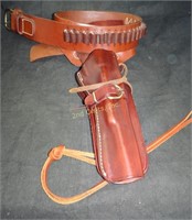 Tripple K Leather Belt W/ Holster Holds Ammo West