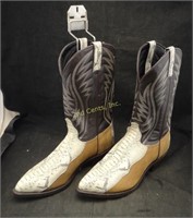 Pair Of Snake Skin Cowboy Boots Texas Brand 11