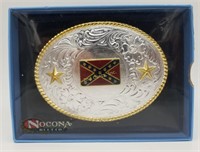 Gold Silver Tone Confederate Flag Belt Buckle