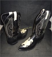 Texas Brand Boots Cowboy Size 11 White & Black