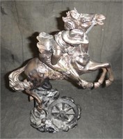Cowboy Riding Jumping Horse Western Decor Statue