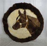 Large Horse Mural Art Round Made Of Alpaca Fur
