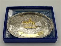 Gold Silver Tone Western Horse Riding Belt Buckle