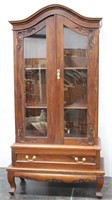 China Cabinet w/ Floral Carvings & 1-Drawer