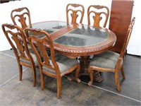 Claw Foot Table w/Marble Top & 6 Chairs