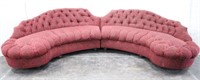 Two Piece Tufted Back Half Circle Couch