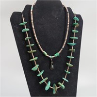 (2) Old Navajo Turquoise & Heishi Bead Necklaces