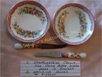 2 StaffordShire Crown Fine China 3"d butter