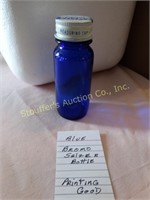 Blue Bromo Selzer glass Bottle 4"t