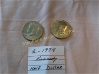 2- 1974 Kennedy Half Dollars