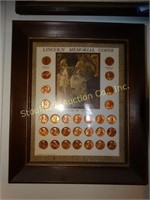 Lincoln Memorial Coins, 29 pennies, 11" x 12"