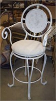 Shabby Chic Style Metal Stool w/ Upholstered Seat