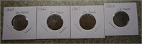 (4) 2 Cent Piece Coins