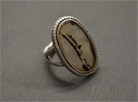 10g Sterling "Picture Agate" Ring Size 4