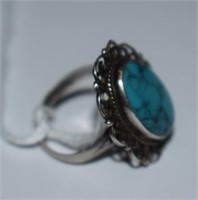 Sterling Silver Ring w/ Blue Stone
