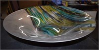 Reverse Painted Glass Centerpiece Bowl