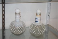 Pair of Vtg Fenton Hobnail Perfume Decanters