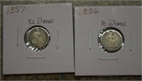 (2) Seated 1/2 Dimes- 1856 and 1857