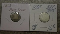 (2) Bust Dimes - 1832 and 1835