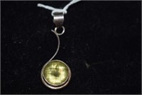 Sterling Silver Pendant w/ Yellow Stone