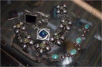 Two Vtg Sterling & Turquoise Bracelets -