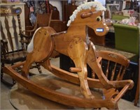 Vtg Wooden Rocking Horse