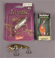 3 Vintage Heddon Fishing Lures - Card & Box for 2