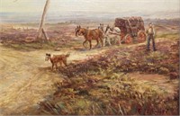 C T Burt 1823-1902 English Landscape Dog & Farmer