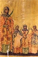 Antique Icon of Martyr Sophia & Three Daughters