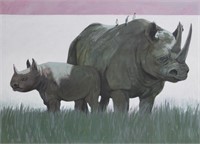 Mimi Lesser American, Realist Rhinoceros Painting