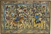 Persian Tiles Birds & Flowers Man & Woman w Horses