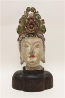 18/19C Chinese Polychrome Bust Guanyin