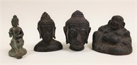 (4) Archaic Chinese Caste Bronze Buddha Sculptures
