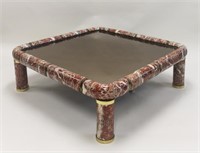 1960's Tommaso Barbi Marble & Brass Coffee Table