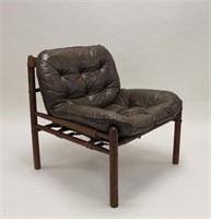Danish Modern Teak & Leather Safari Chair