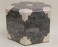 Maitland Smith Brass & Marble Hexagonal Box