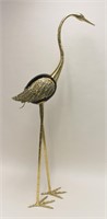 Monumental Vintage Polished Brass Crane Sculpture