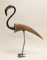 Binazzi Foresto Brass & Horn Flamingo Sculpture